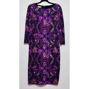Whimsigoth‎ Cosmic Print Sheath Dress Sz 10 Dark Academia Witchy Romantic Office